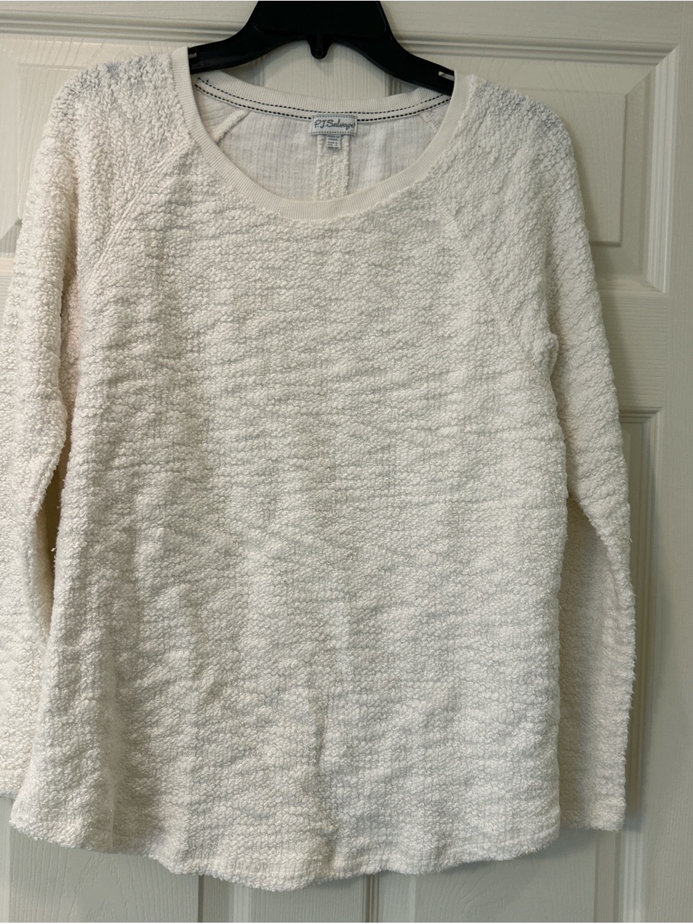PJ Salvage Cream Textured Scoop-Neck Pullover